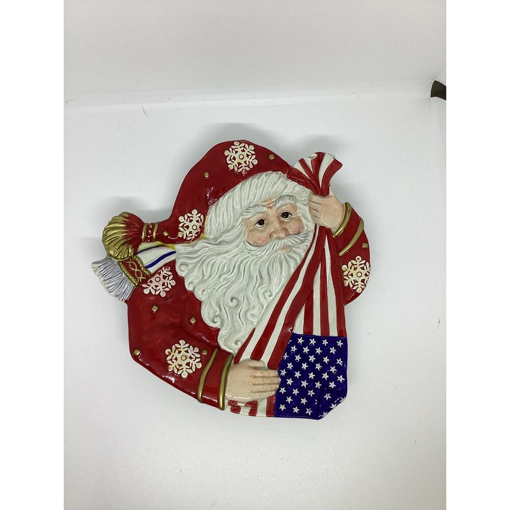 Fitz and Floyd 2007 "Patriotic Santa" Canape Plate